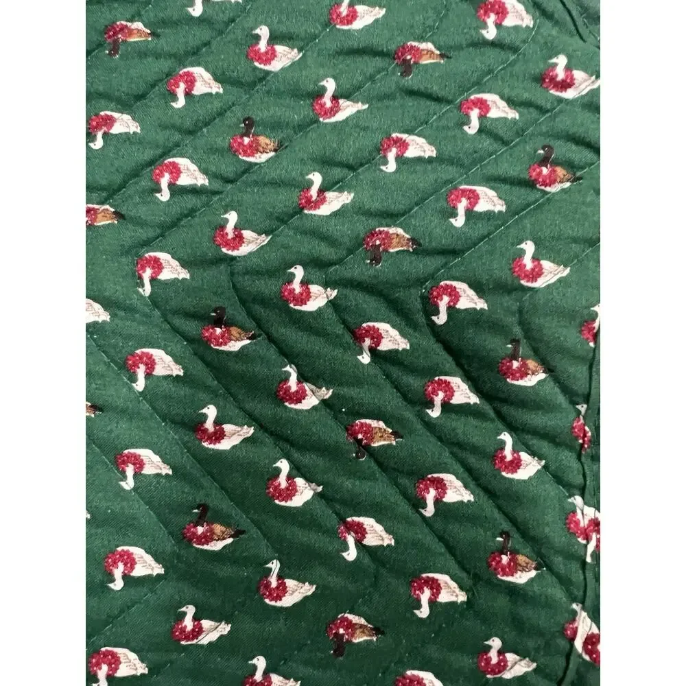 Vtg Cranston Print Works Christmas Ducks Geese Quilted Placemats Green Lot Of 6